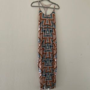 Free People geometric T back long dress size 6